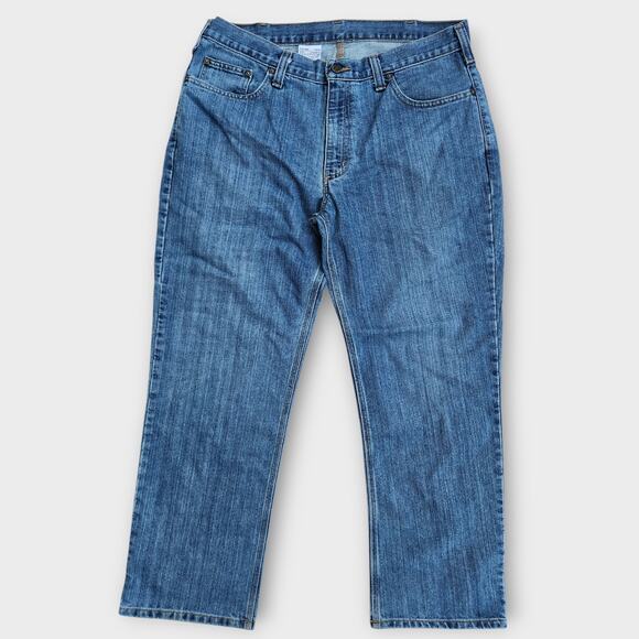 Carhartt Jeans Mens 36x28 Blue Denim Straight Relaxed Fit Durable 101483-980 - Picture 1 of 7